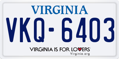 VA license plate VKQ6403