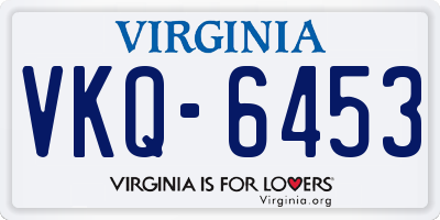 VA license plate VKQ6453