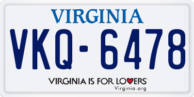 VA license plate VKQ6478