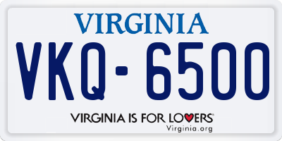 VA license plate VKQ6500