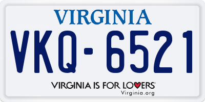 VA license plate VKQ6521
