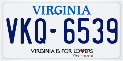 VA license plate VKQ6539