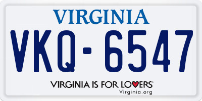VA license plate VKQ6547