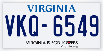 VA license plate VKQ6549
