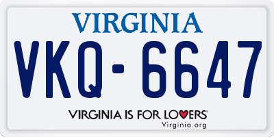 VA license plate VKQ6647