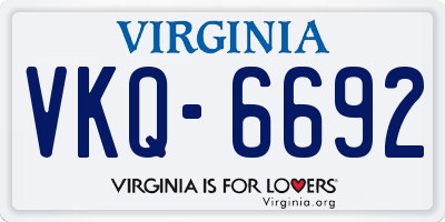 VA license plate VKQ6692