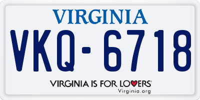VA license plate VKQ6718