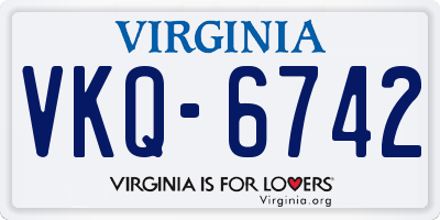 VA license plate VKQ6742