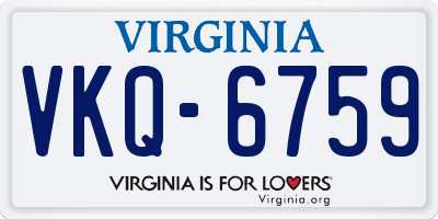 VA license plate VKQ6759