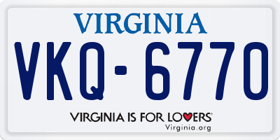 VA license plate VKQ6770