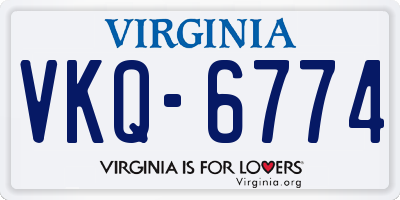 VA license plate VKQ6774