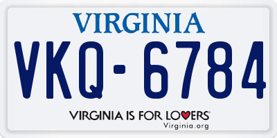 VA license plate VKQ6784