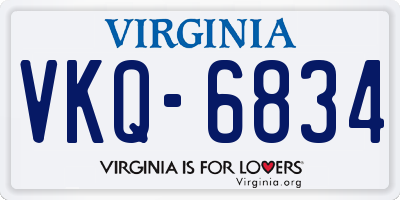 VA license plate VKQ6834