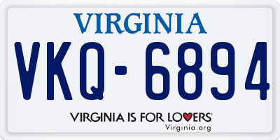 VA license plate VKQ6894