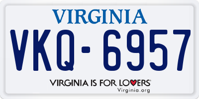 VA license plate VKQ6957