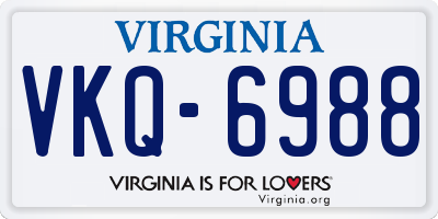 VA license plate VKQ6988