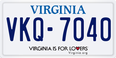 VA license plate VKQ7040