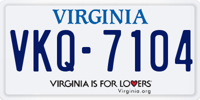VA license plate VKQ7104