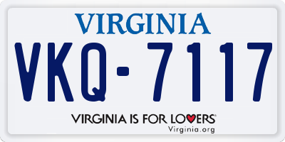 VA license plate VKQ7117