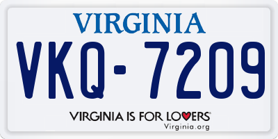 VA license plate VKQ7209