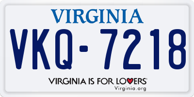 VA license plate VKQ7218