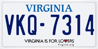 VA license plate VKQ7314