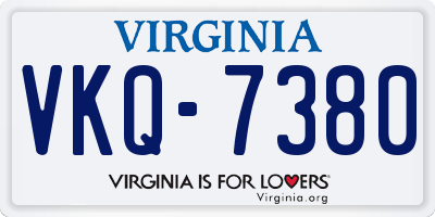 VA license plate VKQ7380