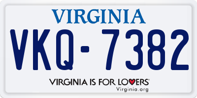 VA license plate VKQ7382