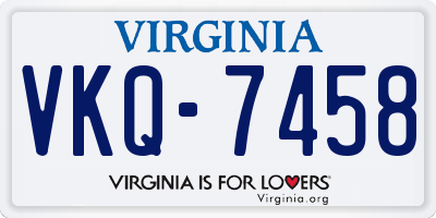 VA license plate VKQ7458