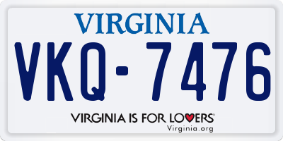 VA license plate VKQ7476