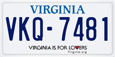 VA license plate VKQ7481