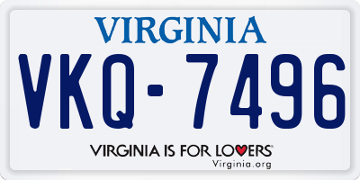 VA license plate VKQ7496