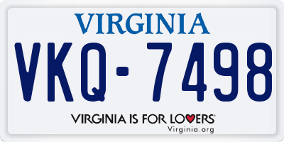 VA license plate VKQ7498