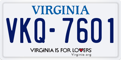 VA license plate VKQ7601