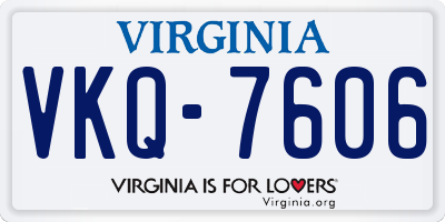 VA license plate VKQ7606