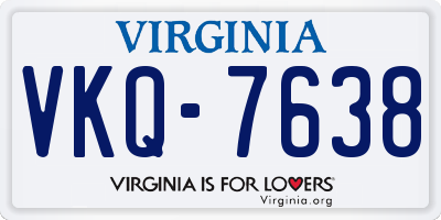 VA license plate VKQ7638