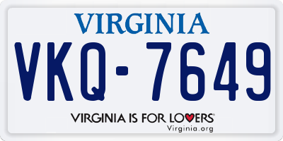 VA license plate VKQ7649