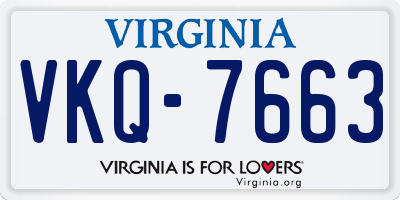VA license plate VKQ7663