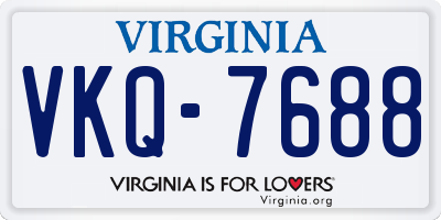 VA license plate VKQ7688