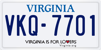 VA license plate VKQ7701