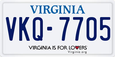 VA license plate VKQ7705