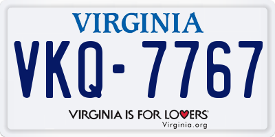 VA license plate VKQ7767