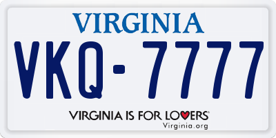 VA license plate VKQ7777