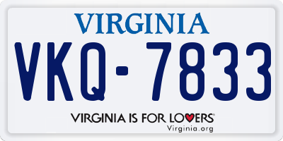 VA license plate VKQ7833