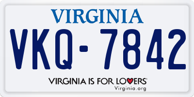 VA license plate VKQ7842