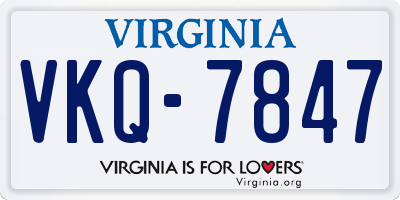VA license plate VKQ7847