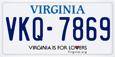VA license plate VKQ7869