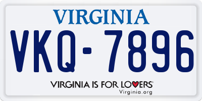 VA license plate VKQ7896