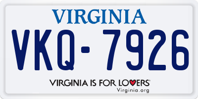VA license plate VKQ7926