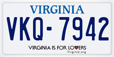 VA license plate VKQ7942